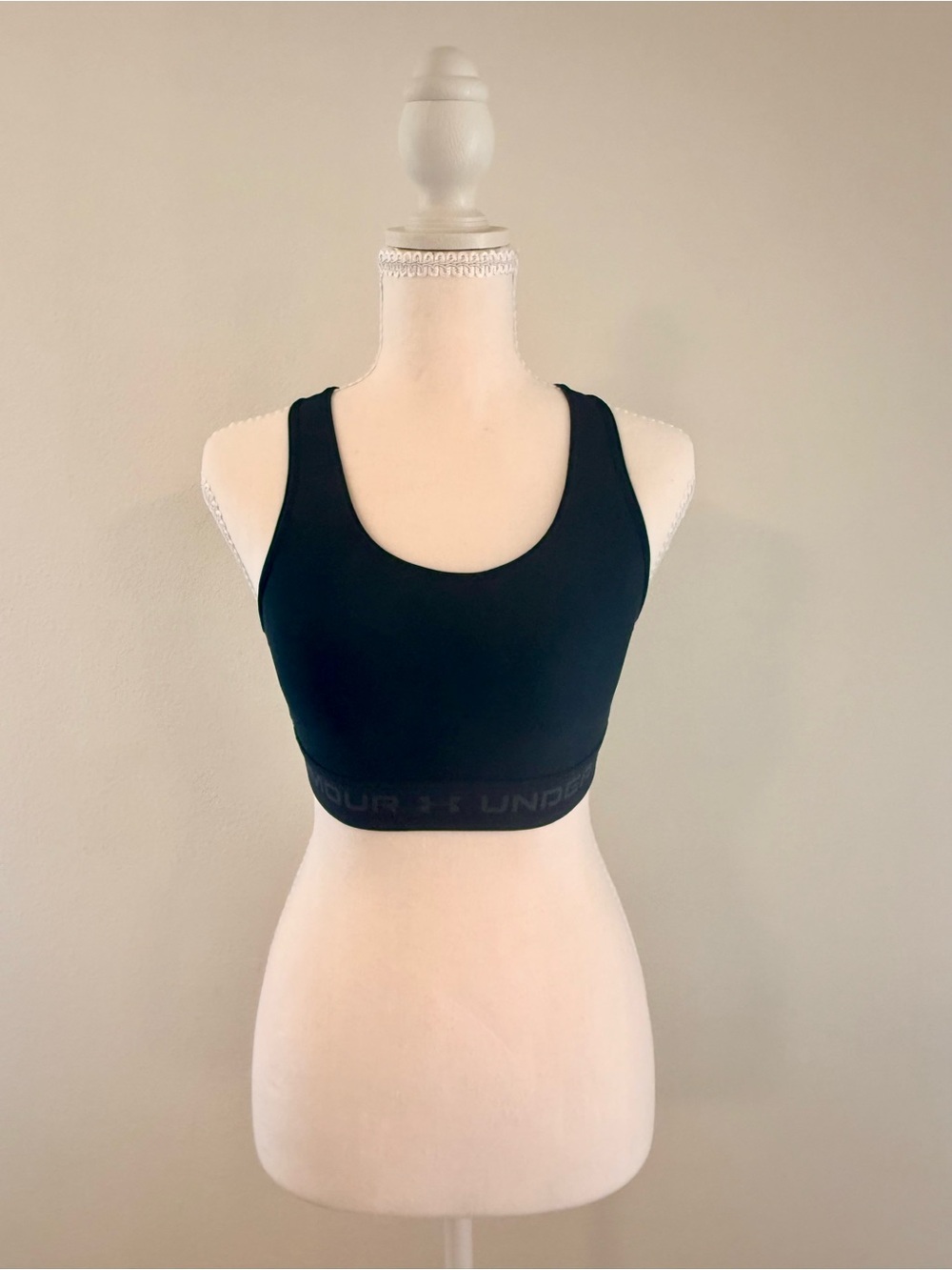 Under Armour Black Racerback Sports Bra with Branded Underband